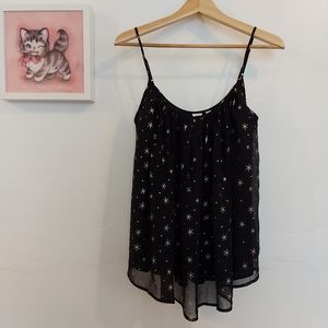 Gap Black and Gold Star Chiffon Tank top